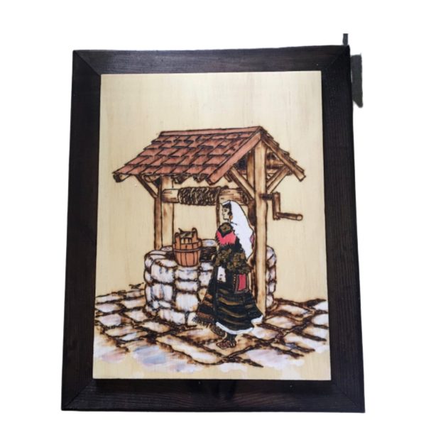 Wood painting (Girl with jubleta)