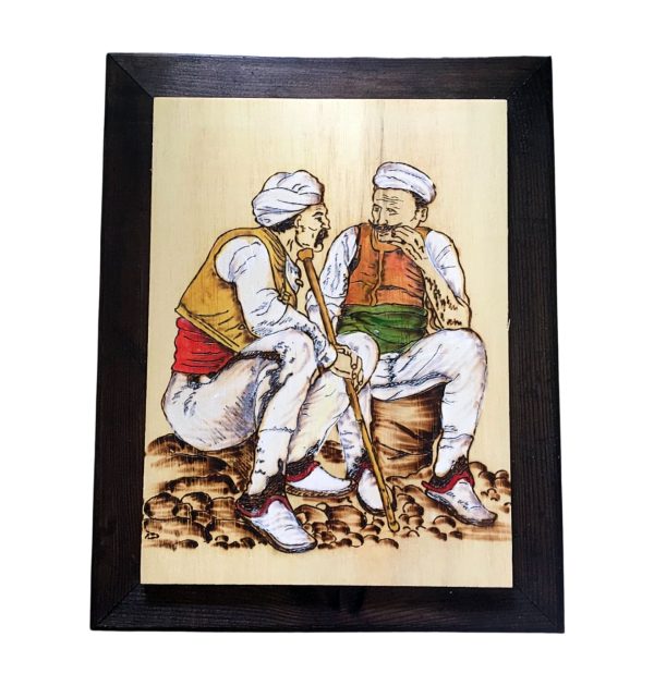 Wood painting (Men of the Northern Highlands)