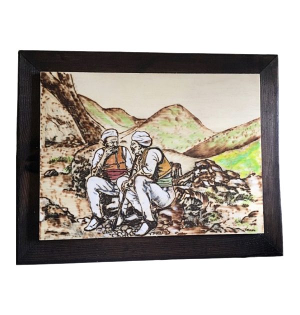 Wood painting(Men of the Northern Highlands)